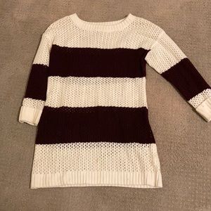 White and Maroon Stripped Sweater